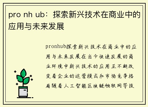 pro nh ub：探索新兴技术在商业中的应用与未来发展